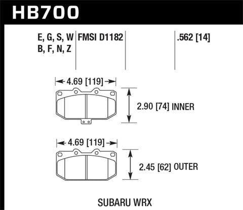 Hawk Performance - HPS Compound Front Brake Pads - Subaru 06-07 STI / WRX