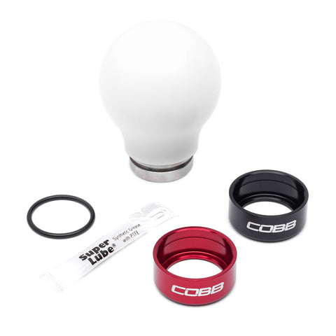 Cobb Subaru 6-Speed Weighted COBB Knob - White (Incl. Both Red + Blk Collars)