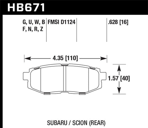 Hawk Performance - HP Plus Compound Rear Brake Pads - Subaru BRZ 13-15 / FXT 14-15 / Leg 3.6R 10-14