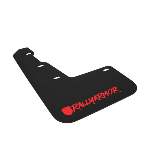 Rally Armor - Subaru 15-21 WRX & STi - Urethane Mud Flaps (Black w/ Red Logo with Altered Font)