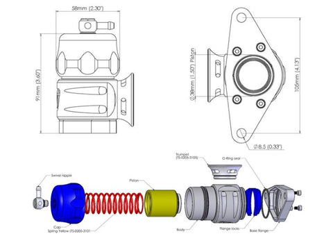 Turbosmart - Subaru 04-21 STI / 02-07 WRX / 06-07 FXT - BOV Supersonic BOV5 (Blue)