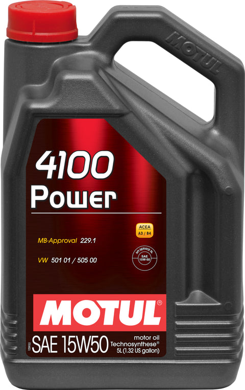 Motul 5L Engine Oil 4100 POWER 15W50 - VW 505 00 501 01 - MB 229.1 - Case of 4