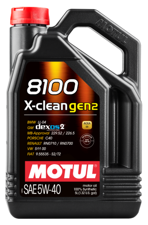 Motul 5L Synthetic Engine Oil 8100 X-CLEAN Gen 2 5W40 - Case of 4