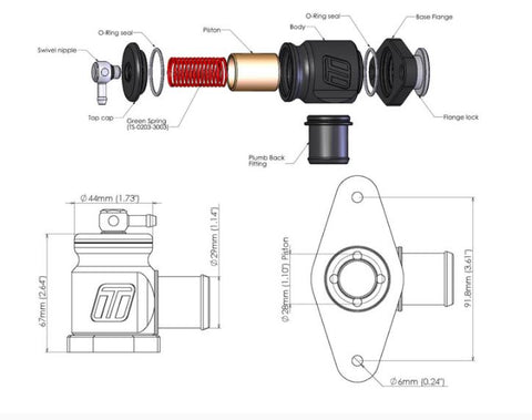 Turbosmart BOV Kompact Plumb (Black) - Fits 08-14 Subaru WRX / 09-13 FXT / 05-09 LGT